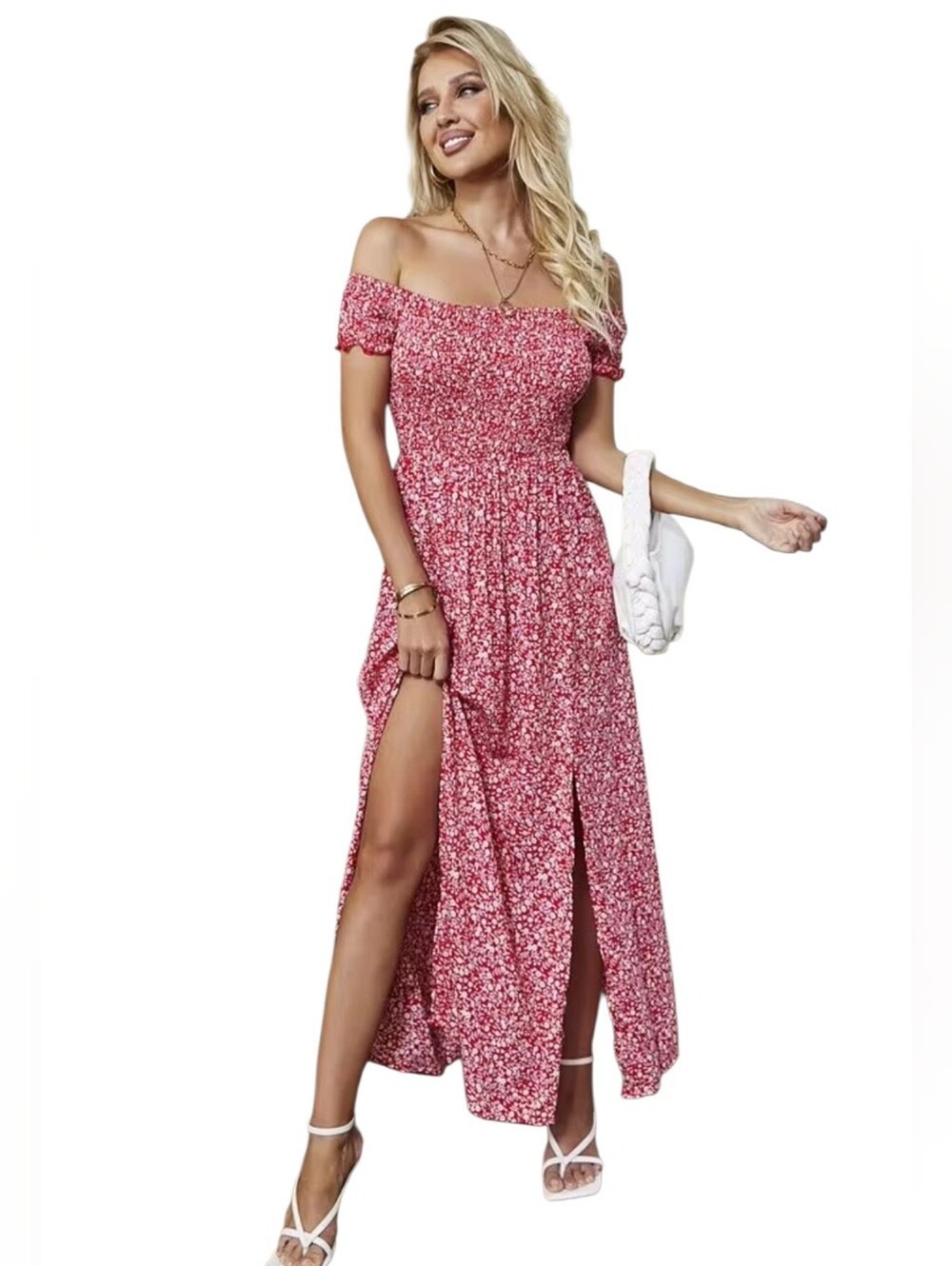SHEIN - Floral Off-Shoulder Maxi Dress